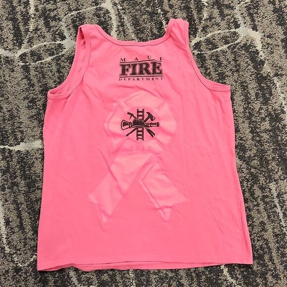 Maui Fire Rescue Hawaii Breast Cancer 2017 Tank Top L - Picture 3 of 5